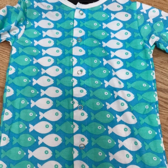 KicKee Pants blue and Green Fish Print Sleeper NWT - Picture 2 of 6